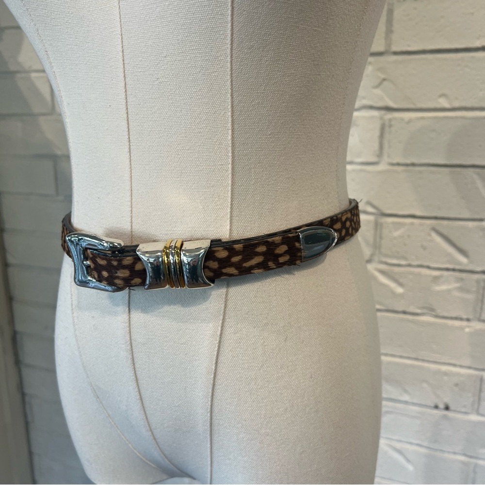 Vintage 90s B.B. Simon Deer Animal Print Fur Belt Womens S/M